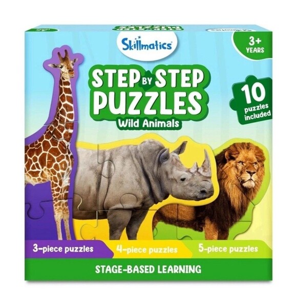 Skillmatics Step by Step Puzzle - 40 Piece Wild Animal Jigsaw Puzzle NIB Kidcore - Picture 1 of 8